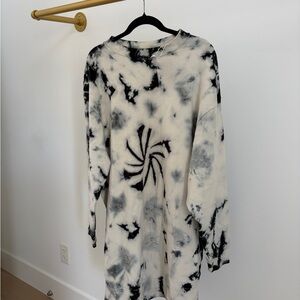 MONBARTH Black and White Tie-Dye Long Sleeve Shirt Size M